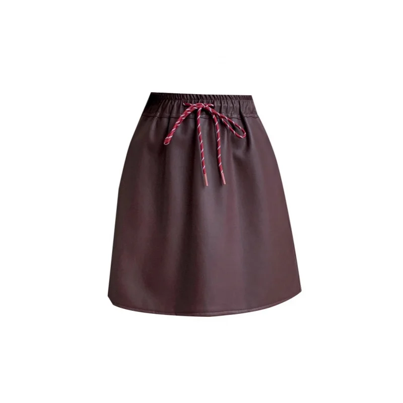 Lederrock Rock Women2024New Cover Cross-Body Slim FitaLine Rock Elastische Taille Bauchformend Abnehmen One Step Mantel S