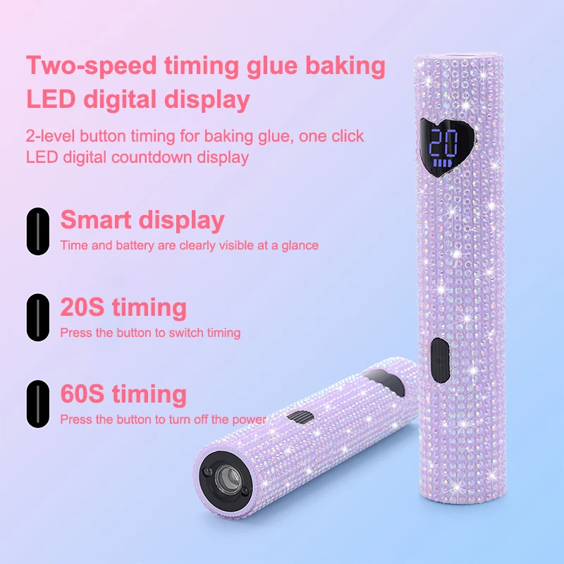 Draagbare handheld mini-nagellamp voor gellak Sneldrogende zaklamp Pen USB-nageldroger Machine Type-C Opladen UV LED-nagellamp