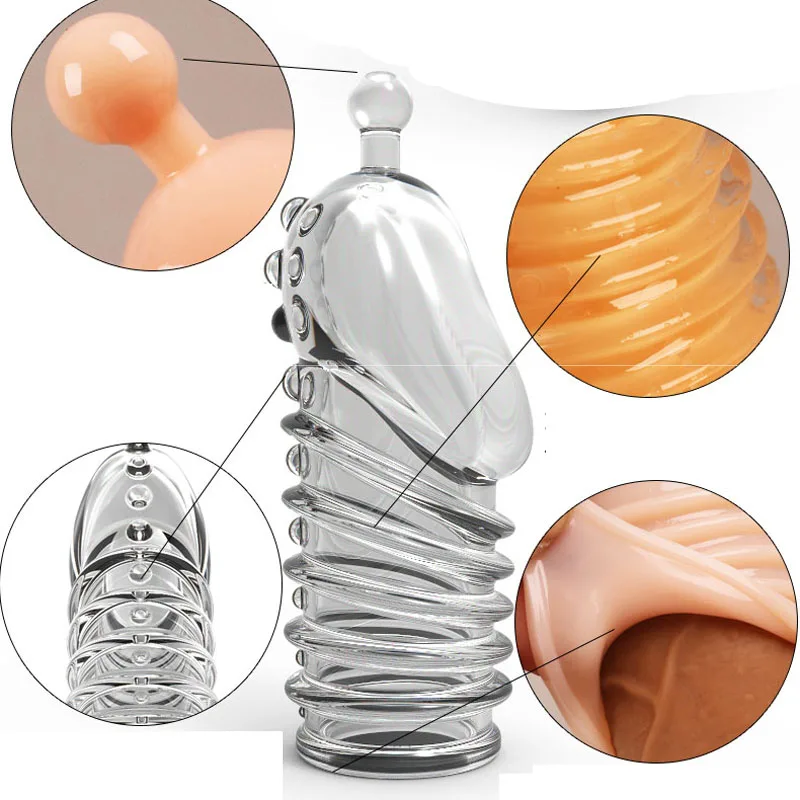 Anillos para pene con puntos, condón prolongado para retrasar la eyaculación, Juguetes sexuales para adultos, productos para hombre, extensor de espina erótica, anillo de rinoceronte para glande
