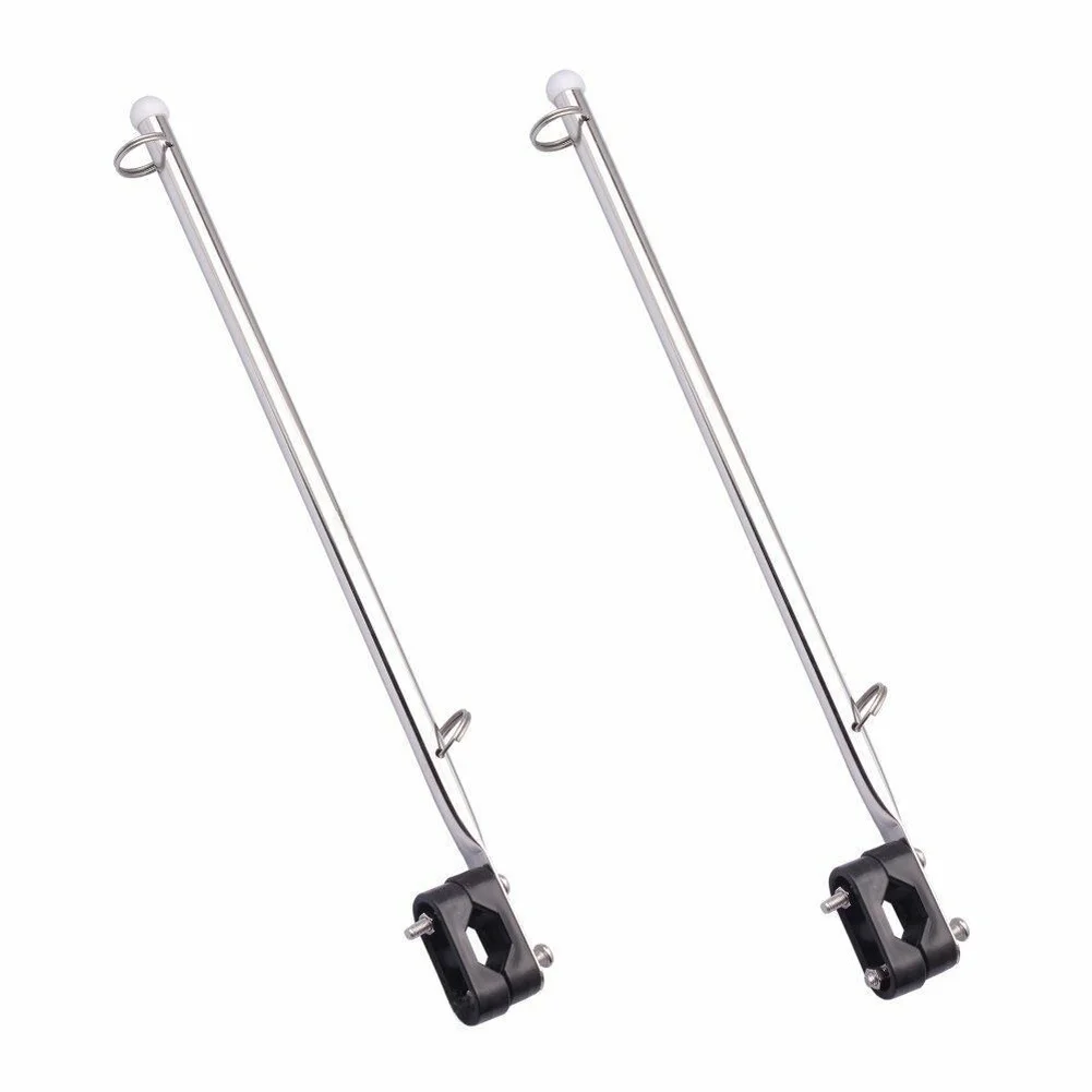 2PCS For Marine Stainless Steel Flag Pole with Rail Mount Bracket Fits Tube Diameters 7/8-1 Inch for Yacht Boat Use