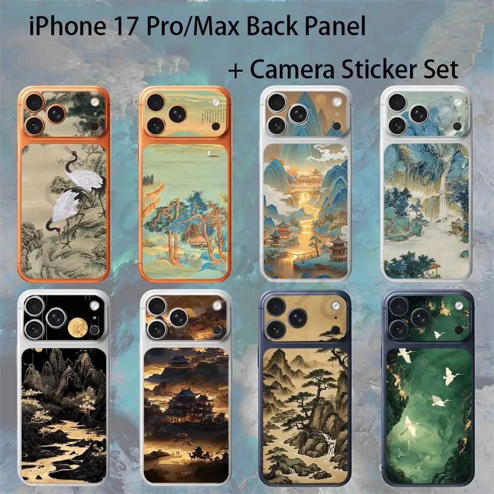 

Chinese Style Landscape painting art For iPhone 17Pro/ProMax Battry Back Cover with Camera Decal Skin Rear Protective Sticker