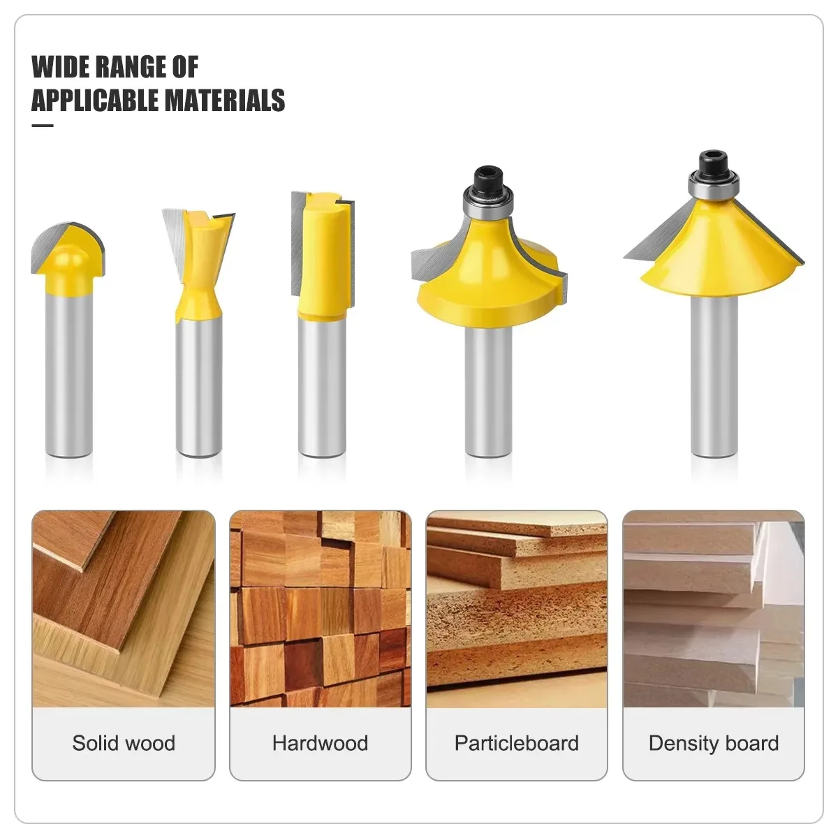 15 pz 8mm Gambo Router Bit Set Taglio Dritto Perline Fresa Taglio In Metallo Duro Strumenti di Lavorazione Del Legno