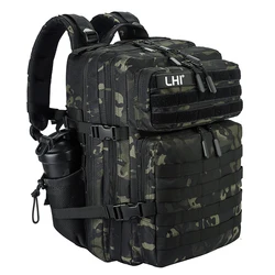 LHI 45L Tactical Hunting Backpack for Men Outdoor Waterproof Camouflage Bug Out Bag Hiking Survival Rucksack with Bottle Holder