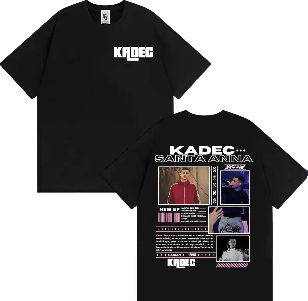 Camiseta de algodón con estampado 3D de Kadec Santa Anna Rapper, estilo hip hop, holgada, transpirable, deportiva, para hombre, verano 2026