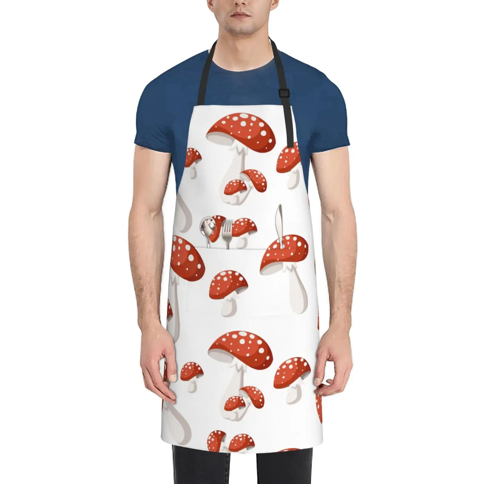 

Mushroom Aprons for Women with Pockets Chef Apron Adjustable Neck Strap Kitchen Apron Waterproof Cooking Apron