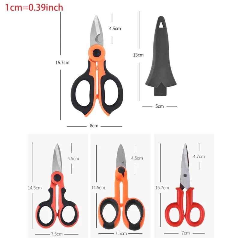 Electrician Scissors High Carbon Steel Scissors Rubber Handle Comfortable Cutting Tool for Fabrics Linings Paper Cables