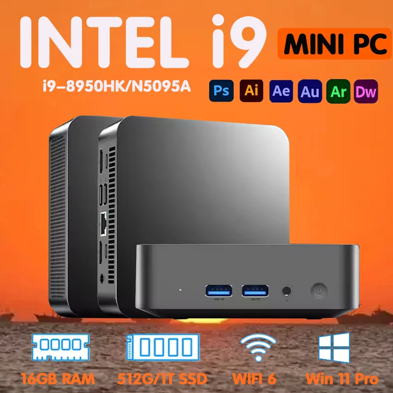 

Портативный мини-ПК-компьютер Intel N5095A/i9-8950HK 16 ГБ DDR4 512 ГБ USB 3.0 SSD WiFi6 Мини-ПК Настольный компьютер 3 года гарантии