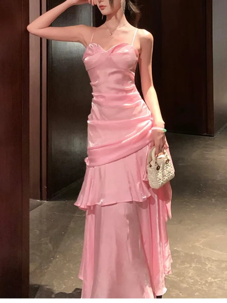 ผู้หญิงเซ็กซี่ชุดยาวฤดูร้อนภาษาฝรั่งเศสคํา Ruffled Vintage ชุดเดรสวันเกิด Party Prom ชุดราตรี 2025 ใหม่