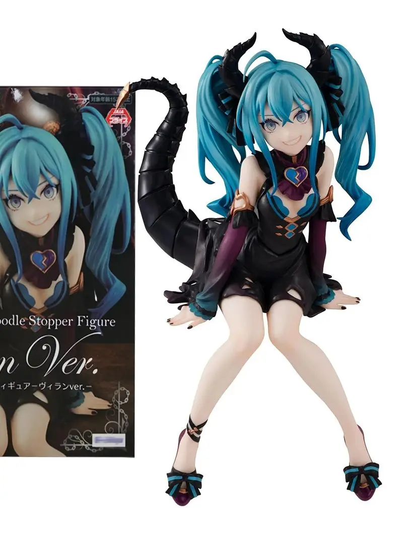 15CM mignon Miku Dragon femme de chambre Anime figurine fille petit diable assis nouilles bouchon modèle jouets enfant PVC poupée en boîte