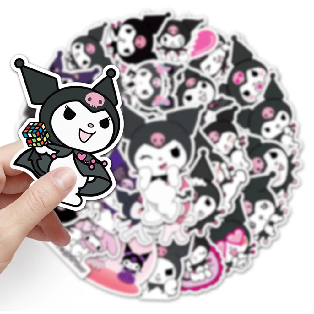 Cute Cartoon Kuromi Adesivos para Crianças, Sanrio Graffiti Decalques, Papelaria para Capacete Laptop Mala, Kawaii Anime Etiqueta Brinquedos, 10 Pcs, 30 Pcs, 50Pcs