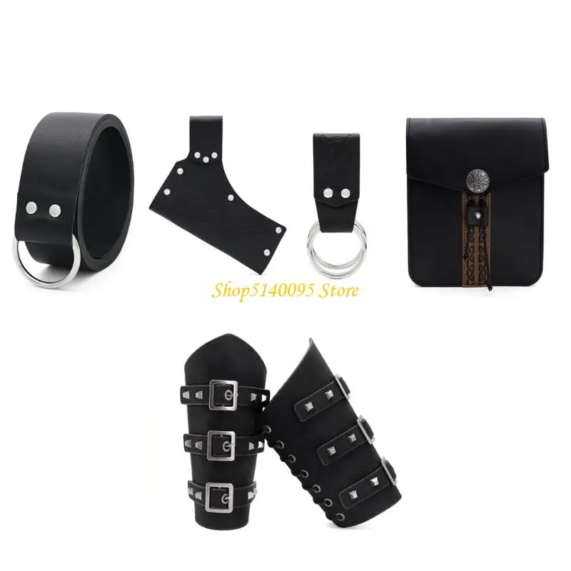 DXAE 남자 르네상스 의상 할로윈 중세 해적 벨트 스커트 하이킹 허리 가방