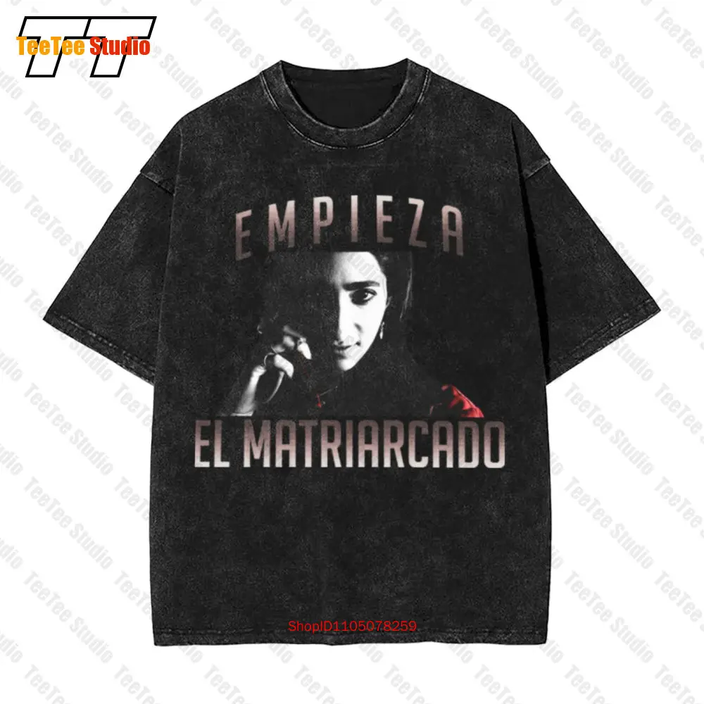 Empieza El Matriarcado Nairobi Máscara de dinero La Casa Heist De Papel Dali Camiseta vintage de gran tamaño W8LZ