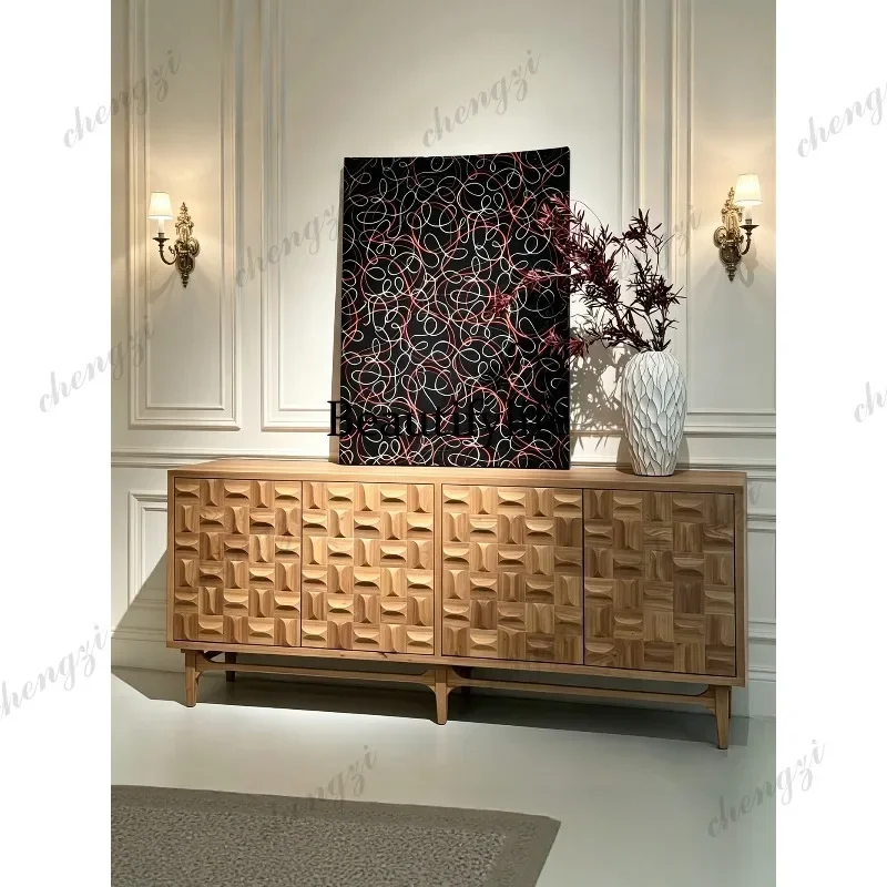 CC French retro side cabinet geometric creative storage cabinet designer porch locker