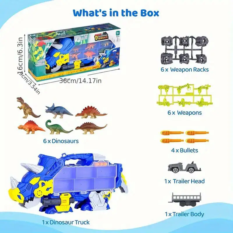 Toy Dinosaur Set Dinosaur Truck Large Friction Powered Truck Toy Colorful Truck Set With Dinosaur Toys Portable Vehicle Toy Boys