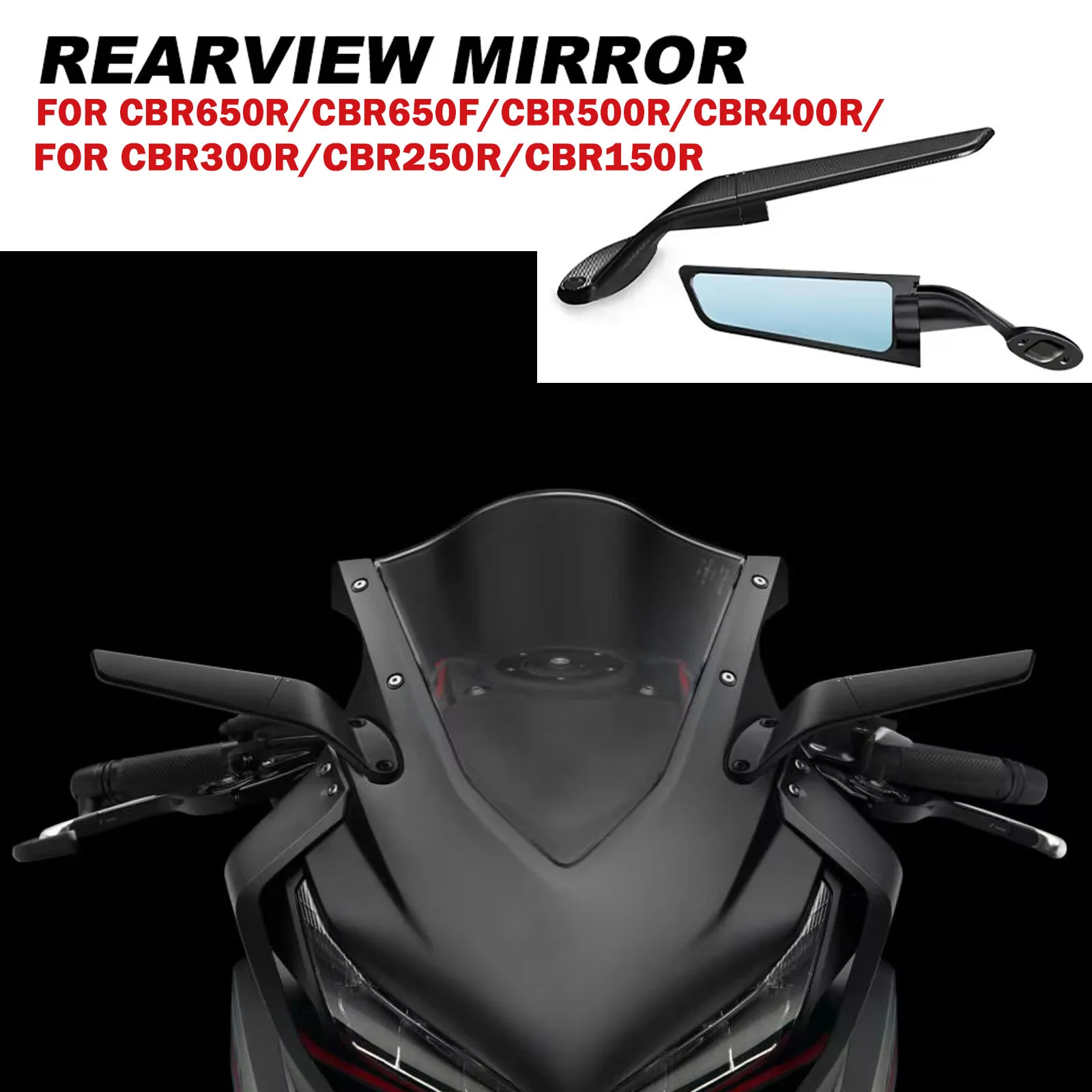 Specchietti retrovisori Stealth Winglets regolabili e girevoli per moto Honda CBR650R CBR 650 R CBR500R CBR650F CBR400/300/250/150R