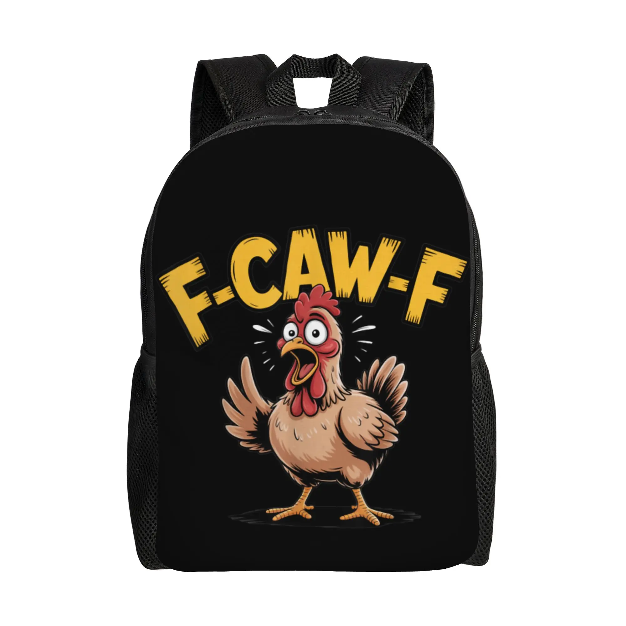 

Рюкзак F-CAW-F с забавным принтом кричащих кур, модный, для мужчин и женщин, для старшей школы, походов, путешествий, повседневный, для ноутбука, холщовый, для активного отдыха