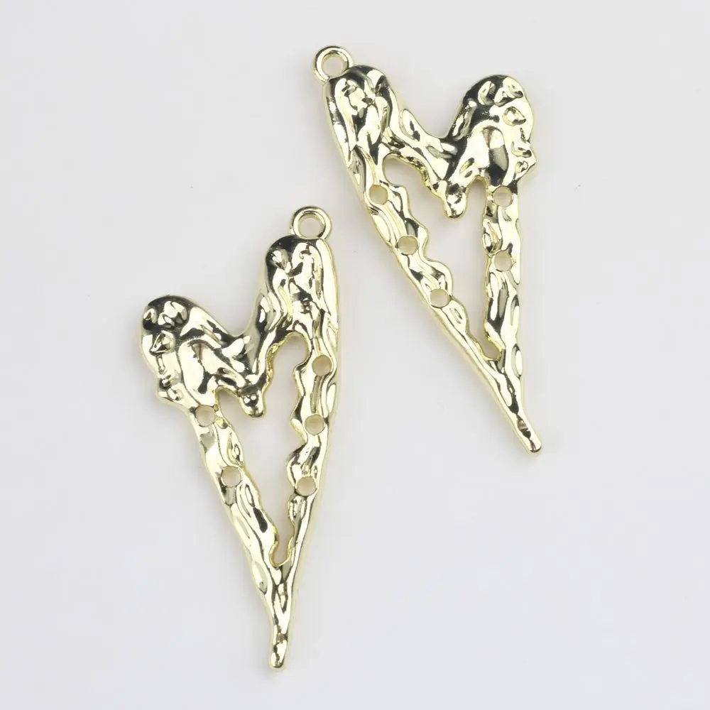 40Pcs Handme Silvery Golden Color Jewelry Pendant Connectors Love Heart Necklace Earrings Pendants Diy Jewelry Making Findings