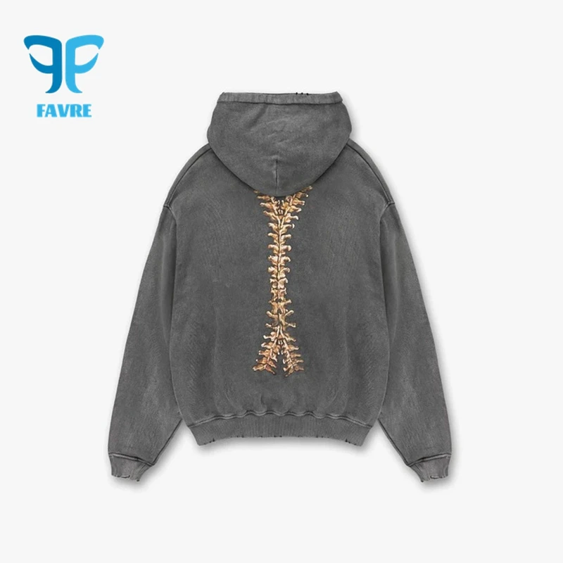 FAVRE Gothic Skeleton Hoodies Y2K Men Print Sweatshirts Ins Loose Cardigan Women Harajuku Hip Hop Spring Autumn Casual Outwear