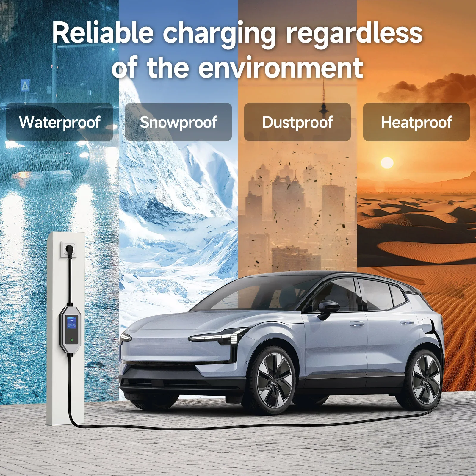 Cargador EV portátil de 3,6 kW Type1/Type2 16A Cable de carga rápida con Control por aplicación WiFi para caja de pared de casa de coche eléctrico EVSE