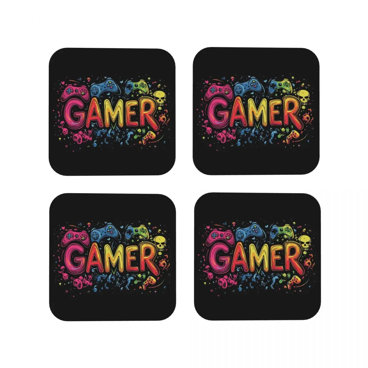 

Gamer Controller Video Game Gaming Gamepad Coasters Kitchen Placemats Insulation Cup Coffee Mats Tableware Pads Set of 4