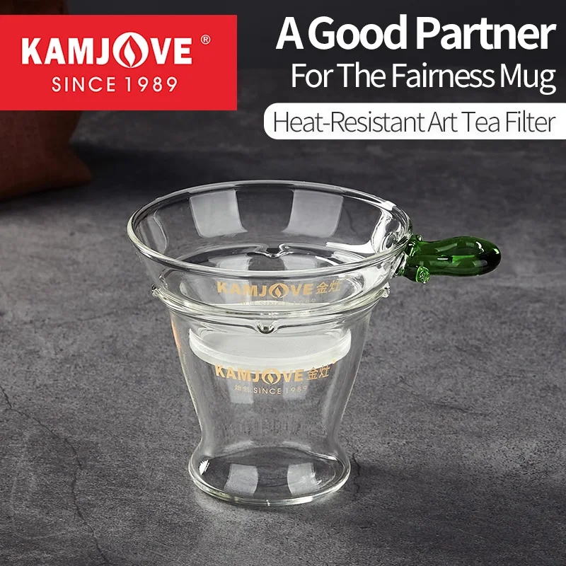 

KAMJOVE High-Borosilicate Glass Art Tea Filter Heat-Resistant Tea strainer Household Tea Making Funnel Tea Residue Separator