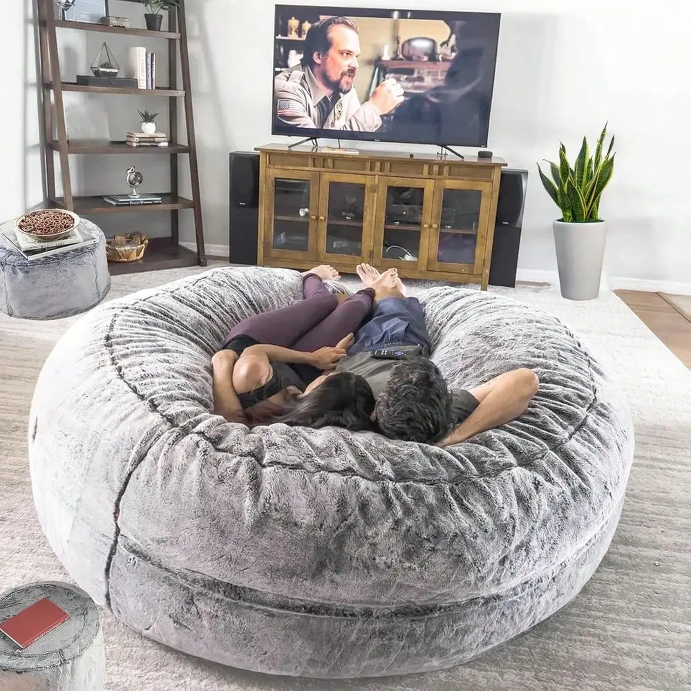 

Bag Chair For Adults Oversize Giant Beanbag Chair Cover Without Filler Round Fluffy Comfortable Big Bean Bag Couch Chairs For B