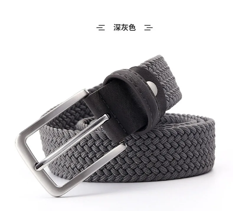 2024 Männer Gürtel elastisch gewebt 3,3 cm breit blau schwarz braun Luxus Geschenk Mädchen passend Jeans Accessoires 90cm-135cm – Detail 8