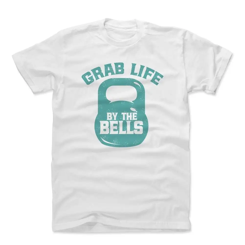 Workout Men's Cotton T Shirt Training Fitness Grab Life By The Kettle Bells