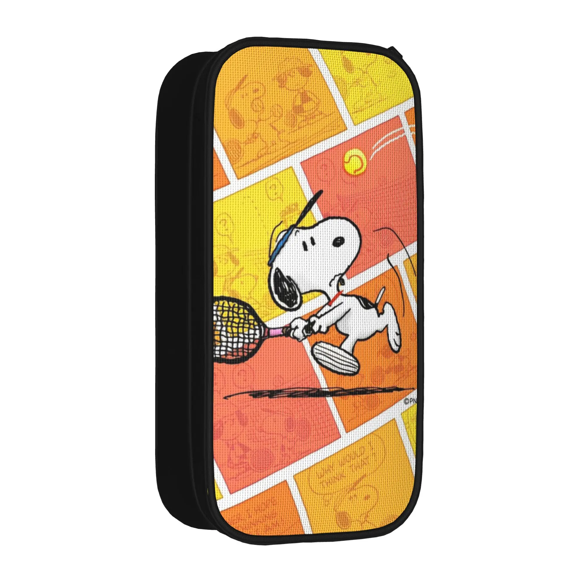 Snoopys Play Tennis Pencil Cases  Pencil Box Pen Holder for Student Large Storage Pencil Bags Students School Zipper Accessories