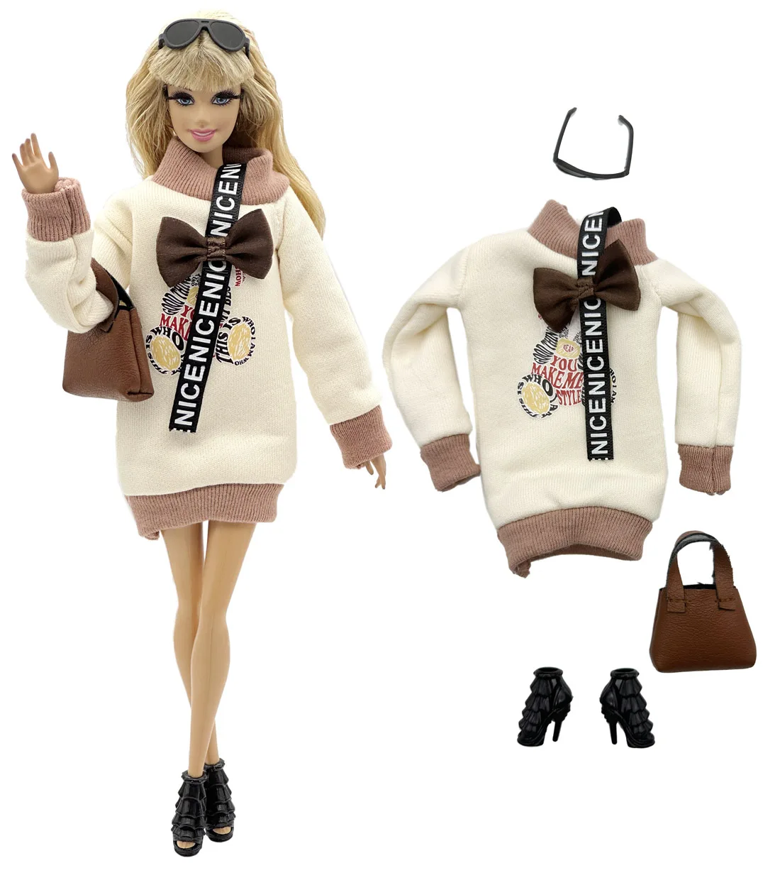 1 ensemble d'accessoires de poupée en tissu, modèle de mode, vêtements décontractés, vêtements Cool + chaussures pour poupée de 11.5 pouces 30cm, cadeau d'anniversaire pour enfants ou