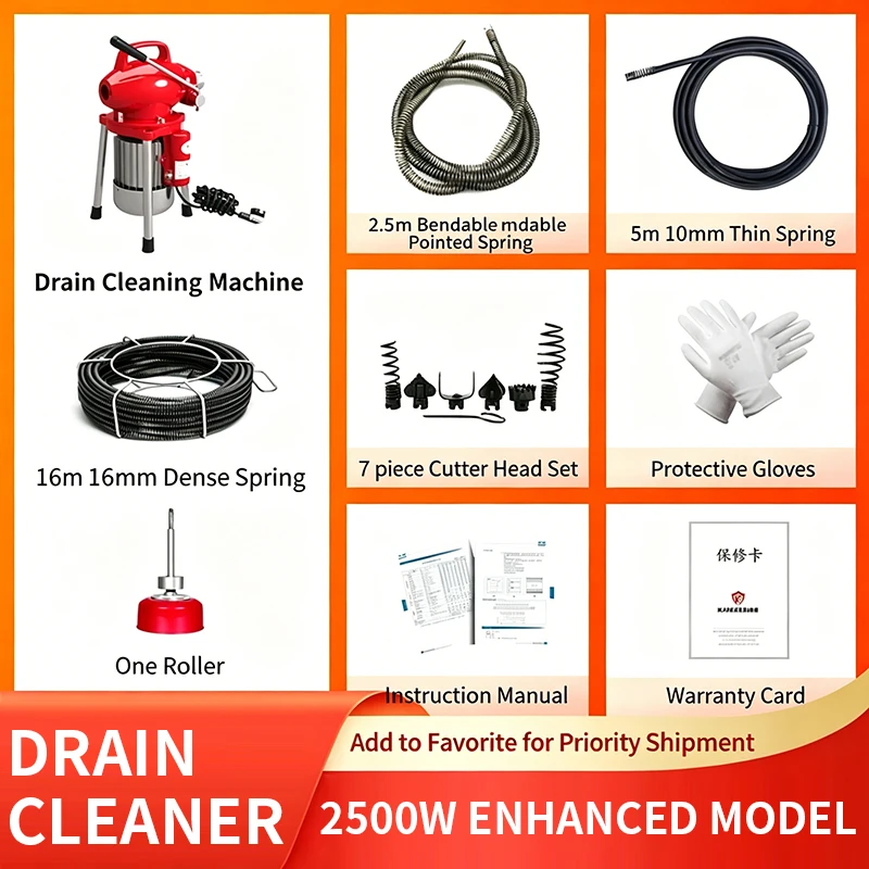 

Electric Drain Cleaner Kitchen Drain Cleaning Bathroom Clog Removal and Cleaning Coiled Spring Toilet Plunger 220V