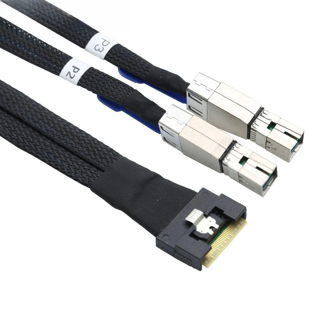 ADT-Link PCI-E Slimline SFF-8654 8I Plug-in anti-curto com tudo incluído para 2 SAS HD 8644 comprimento de cablagens de serviço de cabo de extensão