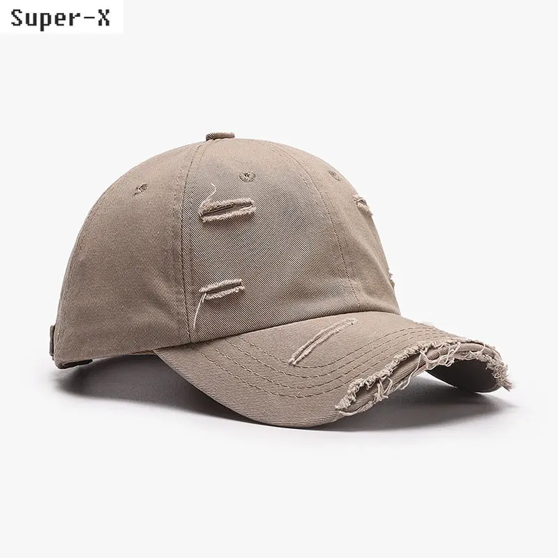 

New Fashion Ripped Men's Baseball Cap Women Solid Color Cotton Summer Hats for Women Sun Hat