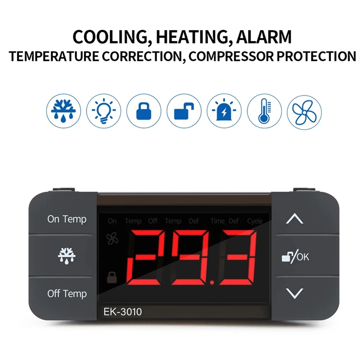 Cyfrowy regulator temperatury 220V chłodny przełącznik ciepła lodówka chłodnicza rozmrażania termostat czujnik (EK-3010)