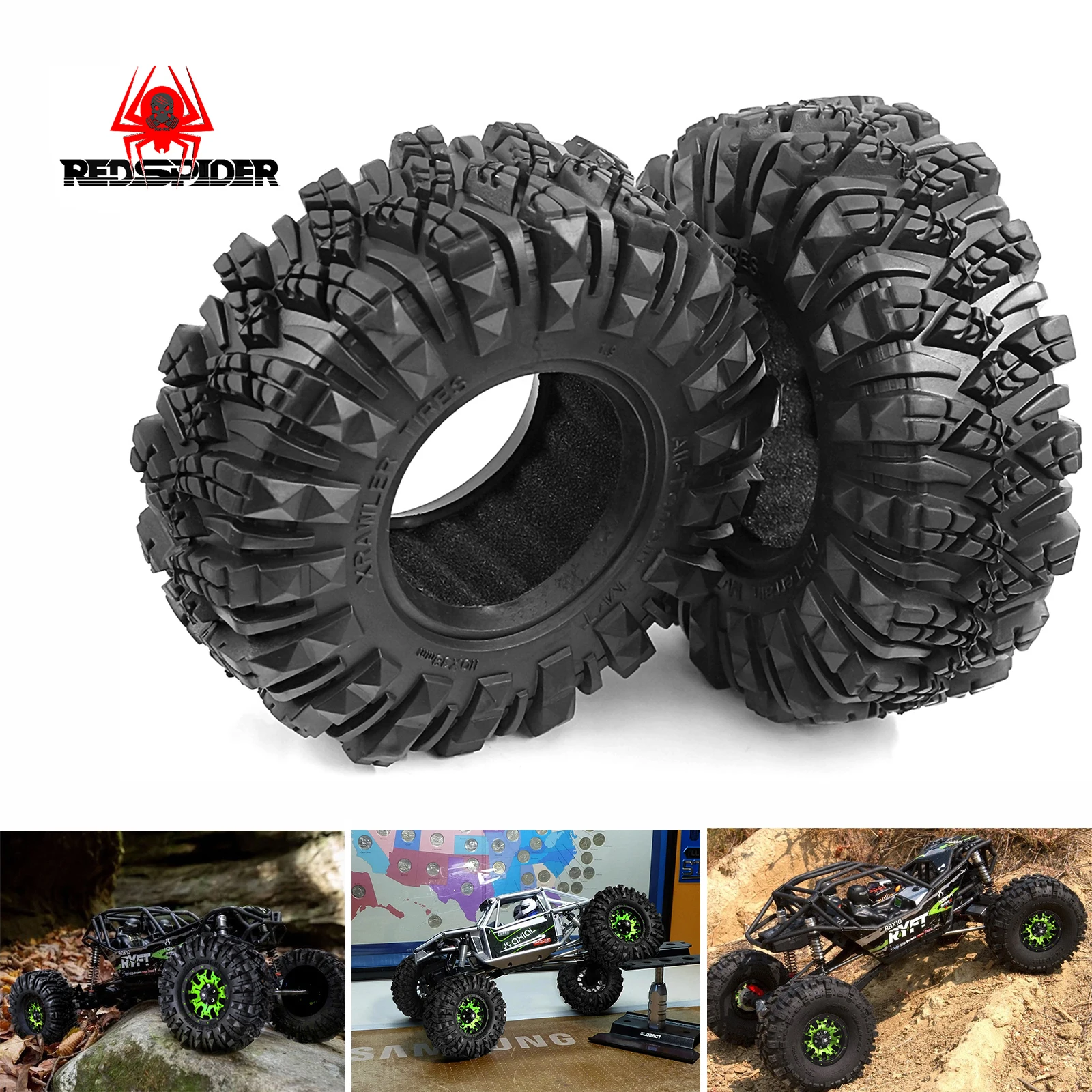 

RED SPIDER 4pcs 1.9 Inch Rubber Tyre For 1/10 Rc Crawler Car Trax Trx4 Axial Scx10 Wraith Rc4wd Yikong Rgt Wrangler 1.9 Wheel