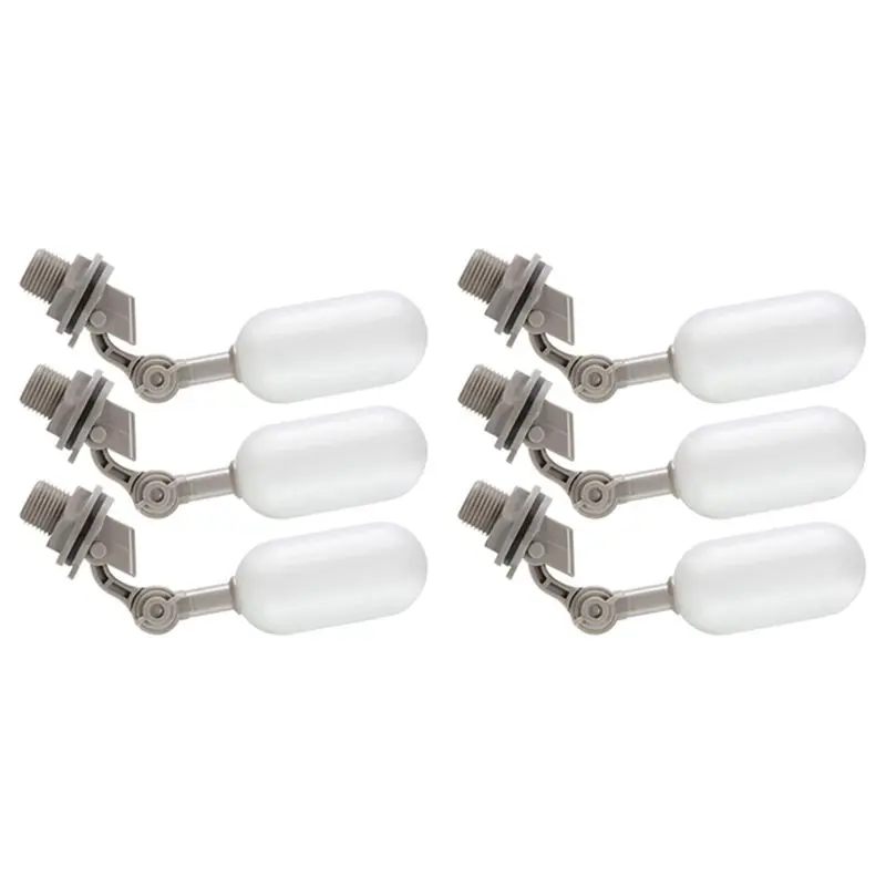 LLCS-6-Piece Float Valve Set, 1 / 2-Inch Water Supply Pipe Float Valve With Adjusting For Swimming Pool, Aquarium (Gray)