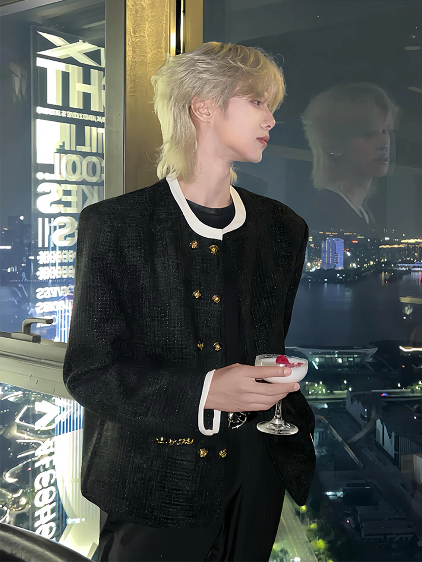 

Мужская шерстяная куртка с дизайнерскими подплечниками, осенняя модная модель, высококачественная одежда для мальчиков, с круглым вырезом, длинный рукав