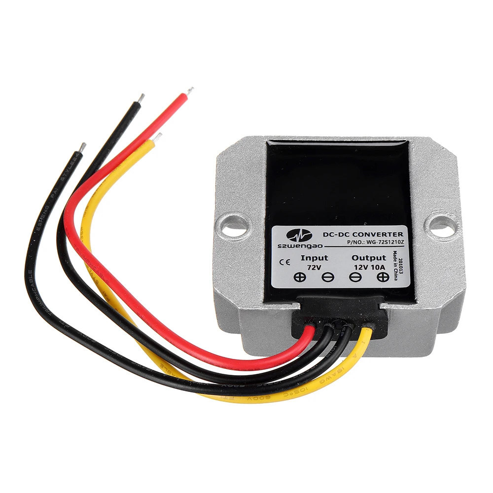 DC 72V 60V 48V 36V 24V to DC 12V 13.8V 5A 10A Step Down Converter Voltage Reducer Buck Regulator for Scooters Bicycles Golf Cart