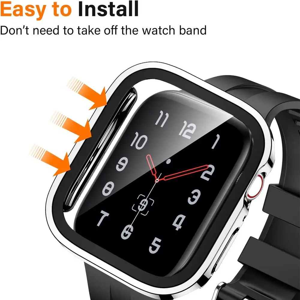 واقي شاشة مقسى لساعة أبل ، غطاء زجاجي ، حافظة ، 45 ، 41 ، 44 ، 40 ، 49 ، iWatch Series 7 ، 8 ، 9 ، SE ، 6 ، 5 ، الترا