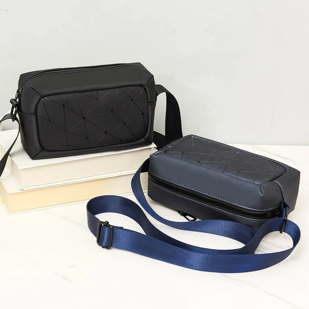 

Trendy Men's Crossbody Bag Waterproof Simple Diamond Pattern Single oulder Bag Functional Chest Bag Handbag for Men