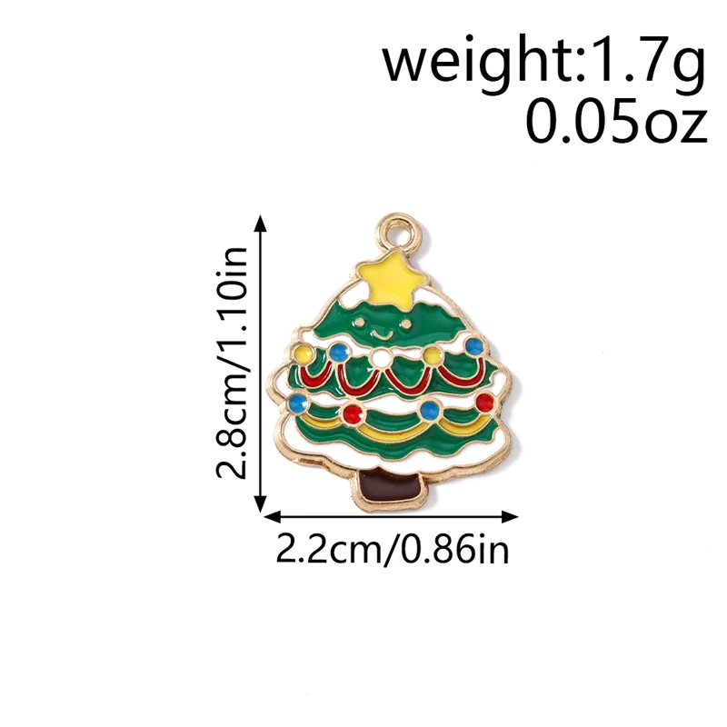 10 Stück 22x28mm Niedliche Emaille-Weihnachtsbaum-Anhänger für Schmuckherstellung, Halsketten, Ohrringe, Armbänder, DIY-Bastelzubehör – Detail 1