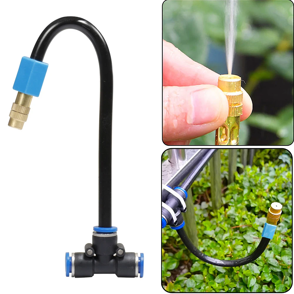 Adjustable Mist Sprinkler 360° Rotating Copper Water Sprayers with 8mm Connector For Garden Plant Automatic Watering Misting