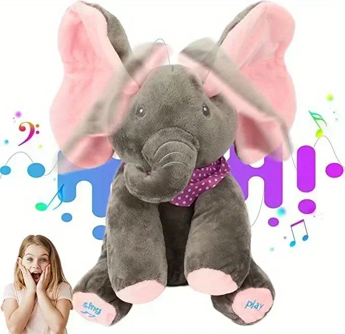 2024 nuevo elefante de juguete de peluche de escondite bebé juego de escondite juguete que canta juguetes musicales interactivos regalos