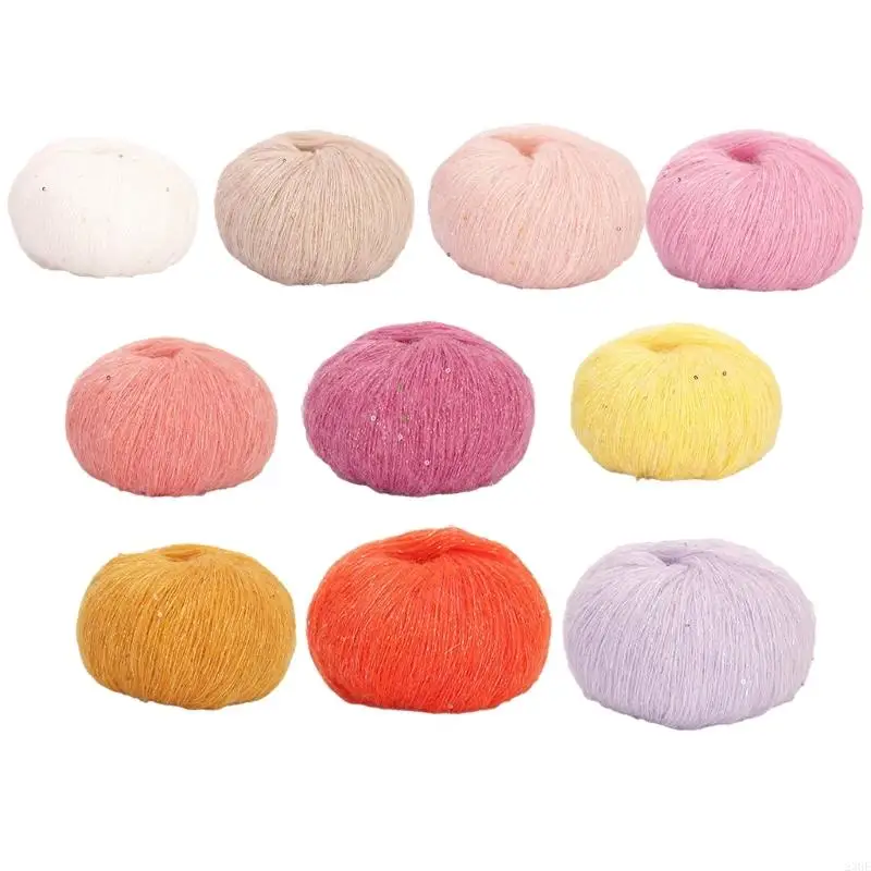 23GE Sequins Yarn for Crocheting Knitting DIY Scarf Sweater Thread Craft Mohair Yarn