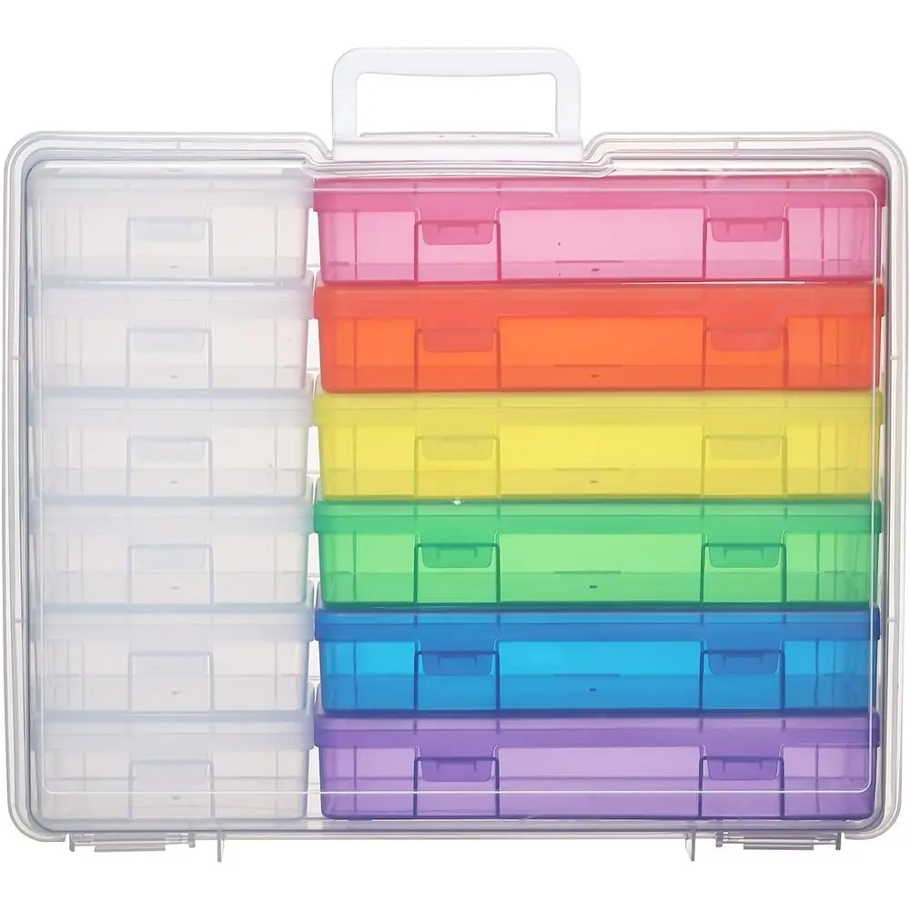 

Plastic Storage Boxes & Organizers - Modern Arts & Crafts Storage with Lids - 6 Medium Color + 6 Small Clear - Stackable - 18 It