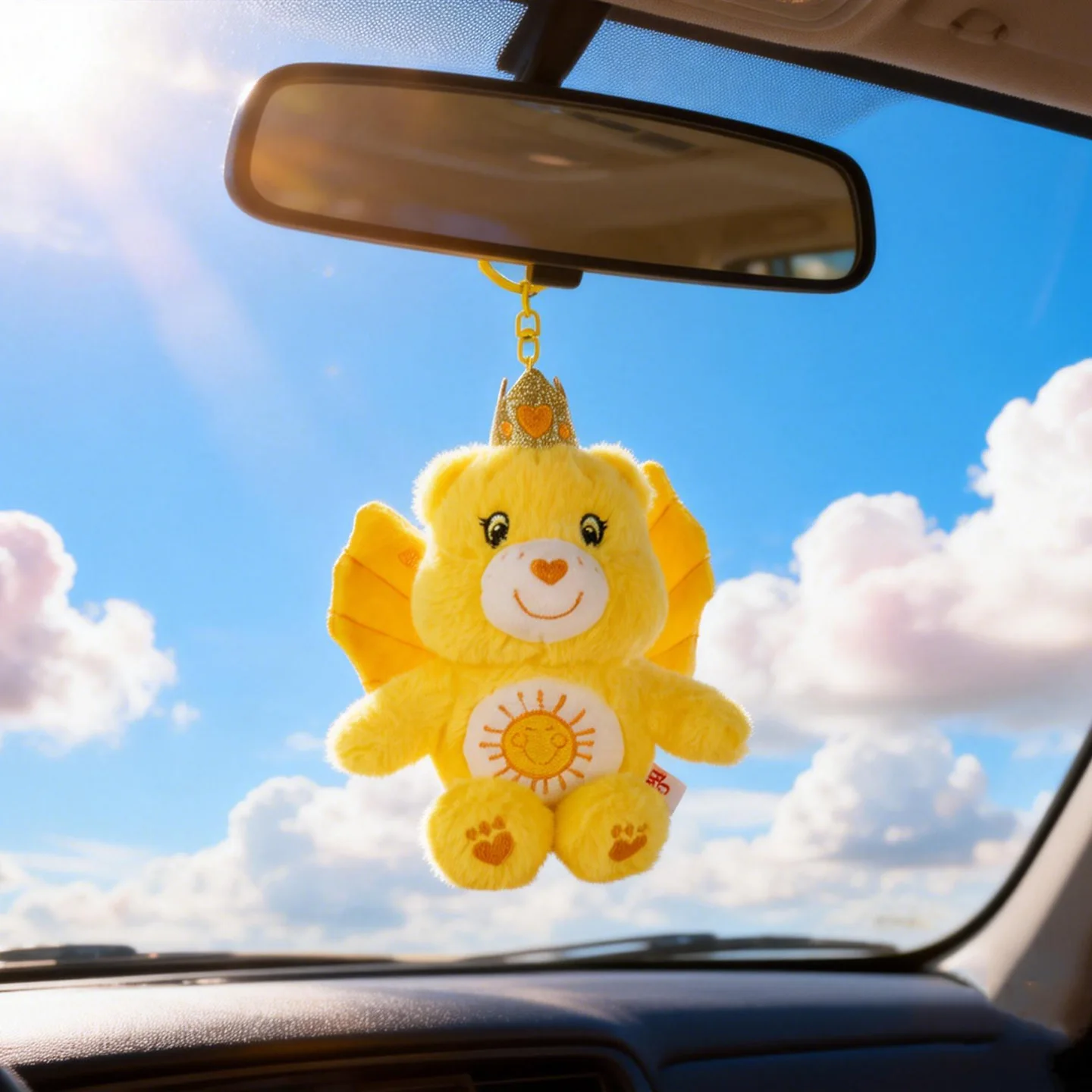 15cm Care Bears Plush Keychain with Butterfly Wings Squeaky Sound Stuffed Bear Bag Pendant Car Ornament Kawaii Cartoon Doll Gift - view 3