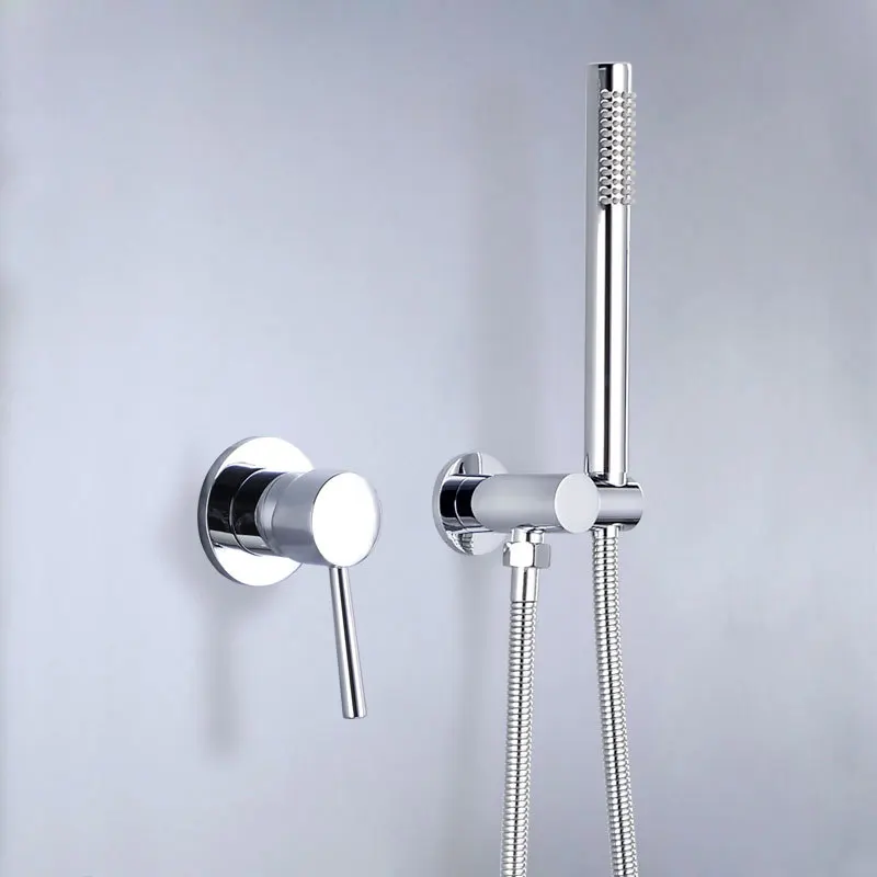 

Brushed Gold Shower Faucet Set Concealed Wall Mounted Embedded Bathroom Mixer Vlave Hand Held Head Black