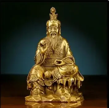 Chinese Brass Taoism Founder Laotse LaoJun Laozi Immortal God Sit Stone Statue