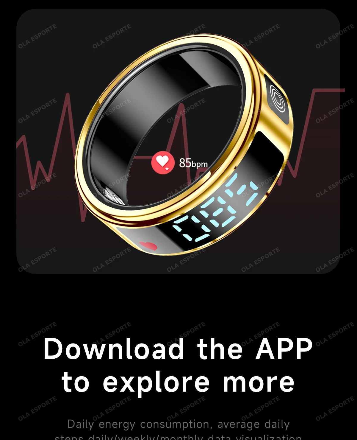 Intelligenter Ring mit Digitalanzeige, Fitness-Tracker, Schlaf- und Aktivitätsmonitor, Schrittzähler, Fernkamera, Tragbarer Ring für den täglichen Sport HT30 – Detail 12