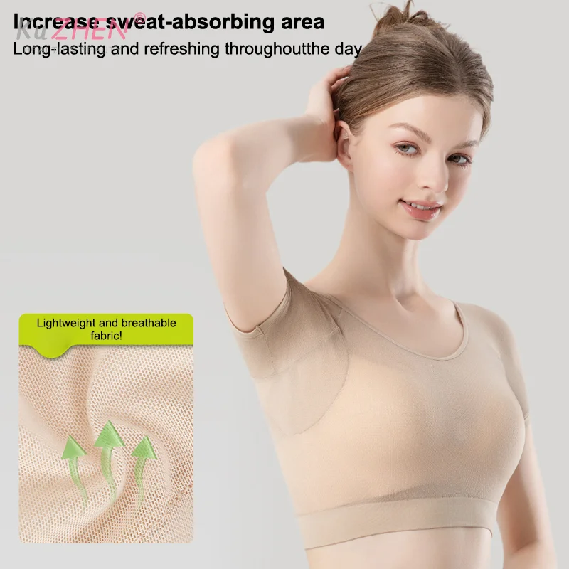 

1pcT-shirt Breathable Sweat Absorbing Clothes Ultra-thin Mesh Quick-drying Chest Wrap Vest Sweat Proof Underarm Sweat Pads Women